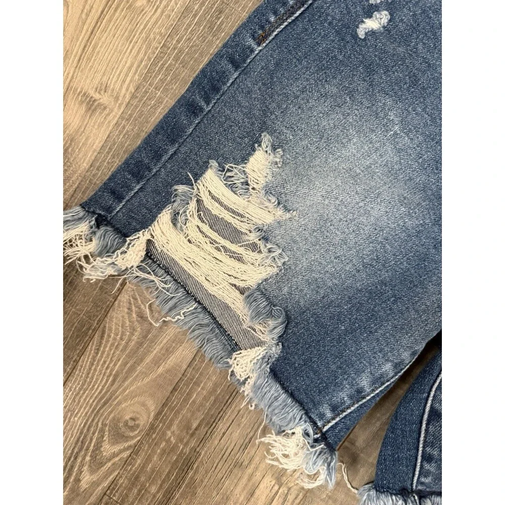 Judy Blue Mid Rise Distressed Cutoff Jorts Women Dark Wash Small 27x6 #JB15280 - Picture 5 of 9